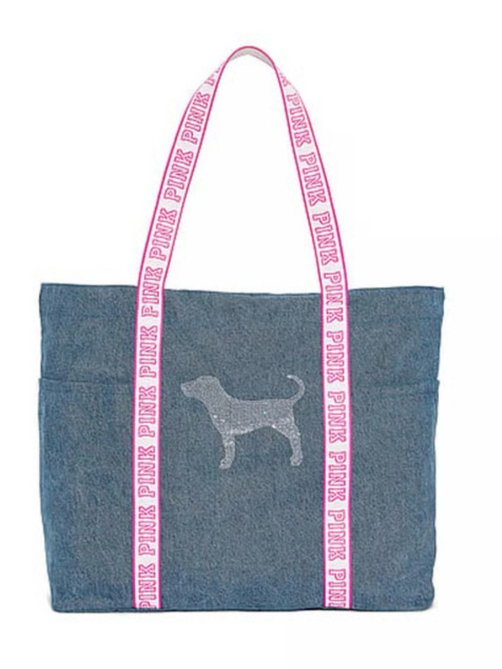 PINK Victoria's Secret | Denim Tote with Pink Logo Straps NWT